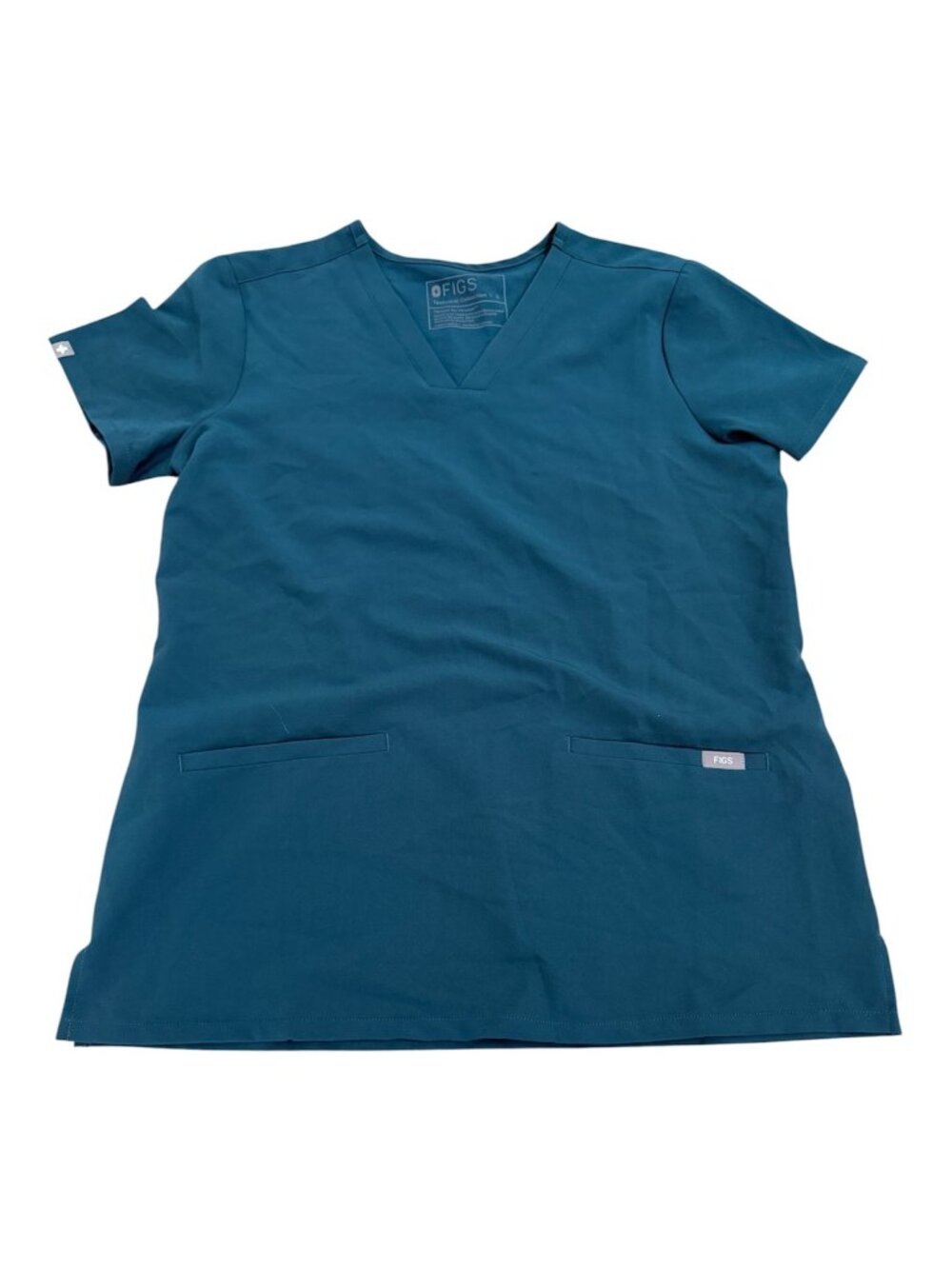 FIGS Casma Scrub Top Womens Small Teal Green V neck Technical 2 pockets NWOT